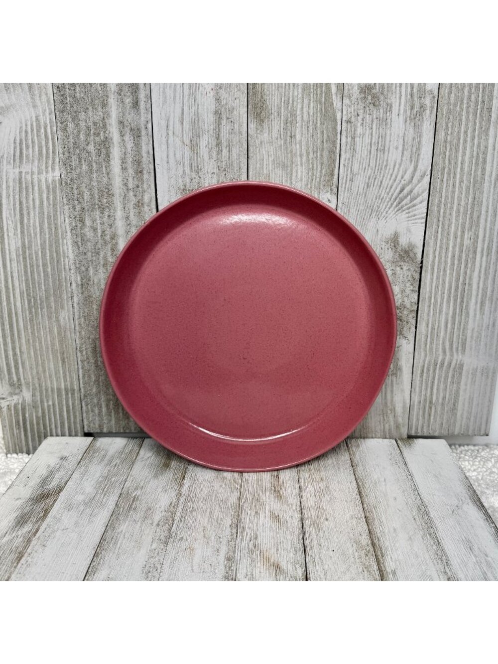 Vintage Frankoma Pottery Pie Serving Plate Dusty Rose Glaze